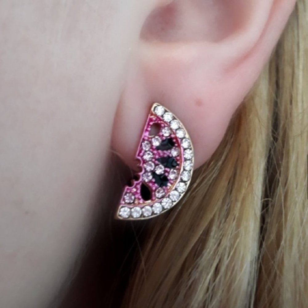 Stunning Watermelon CZ Stud Earrings - Picture 8 of 8